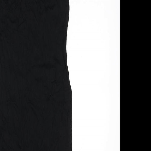 Missguided Womens Black Viscose Mini Size 6 Scoop Neck Pullover - Ruched
