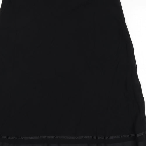 Country Casuals Womens Black Silk A-Line Skirt Size L - Ribbon Detail
