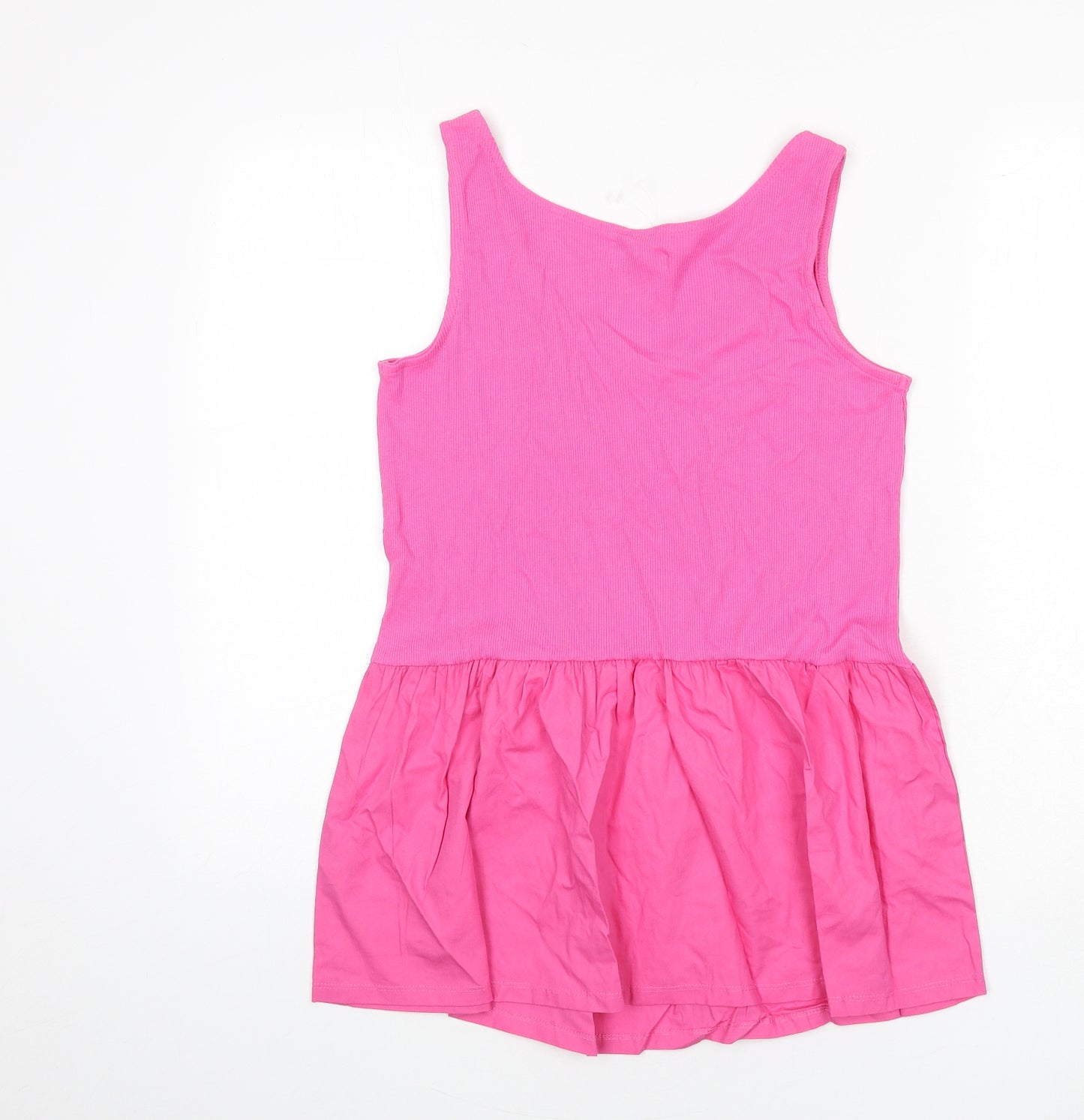 Simply Be Womens Pink Cotton Basic Tank Size 12 Scoop Neck - Ribbed, Flare Bottom