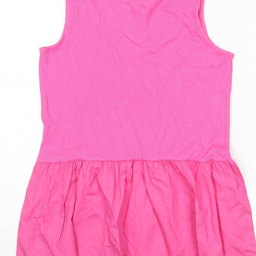 Simply Be Womens Pink Cotton Basic Tank Size 12 Scoop Neck - Ribbed, Flare Bottom