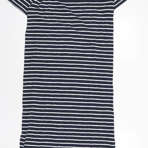 Coastline Womens Blue Striped Cotton T-Shirt Dress Size S Round Neck Pullover
