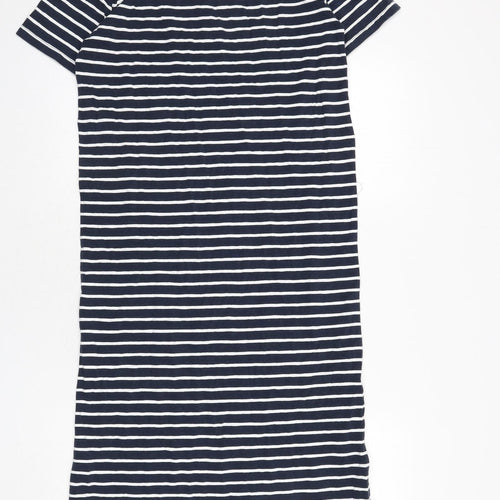 Coastline Womens Blue Striped Cotton T-Shirt Dress Size S Round Neck Pullover