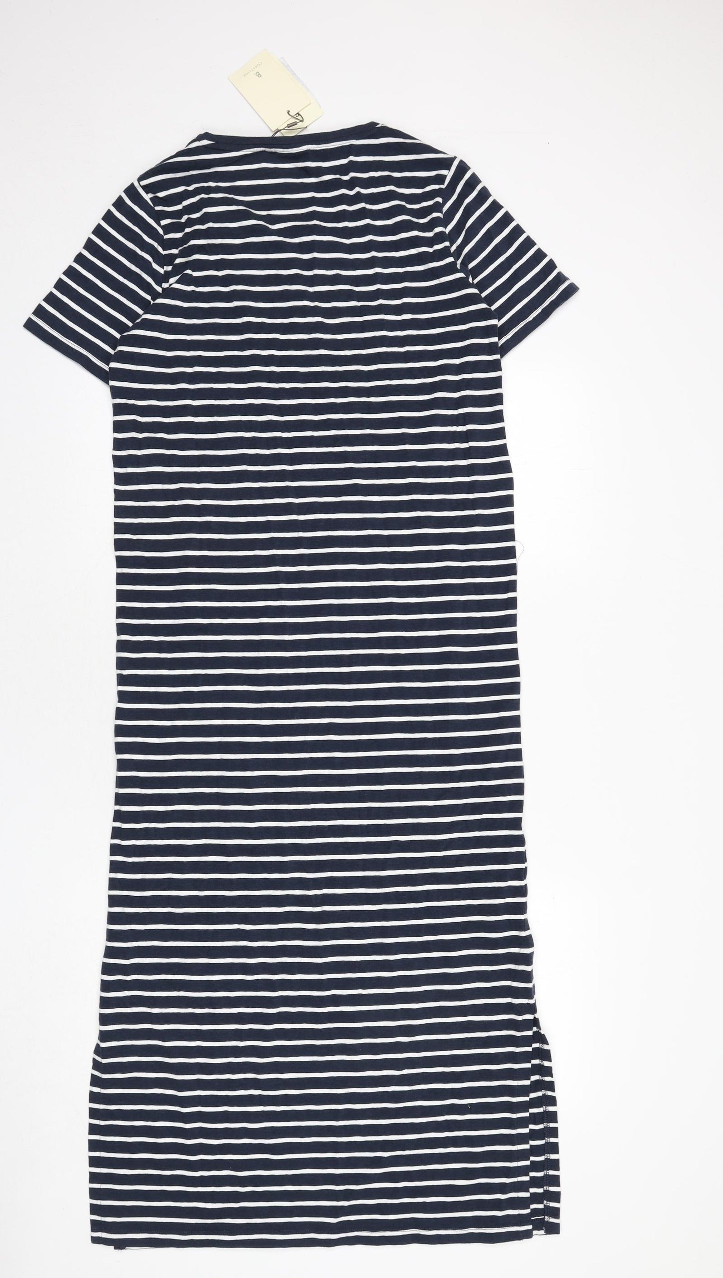 Coastline Womens Blue Striped Cotton T-Shirt Dress Size S Round Neck Pullover