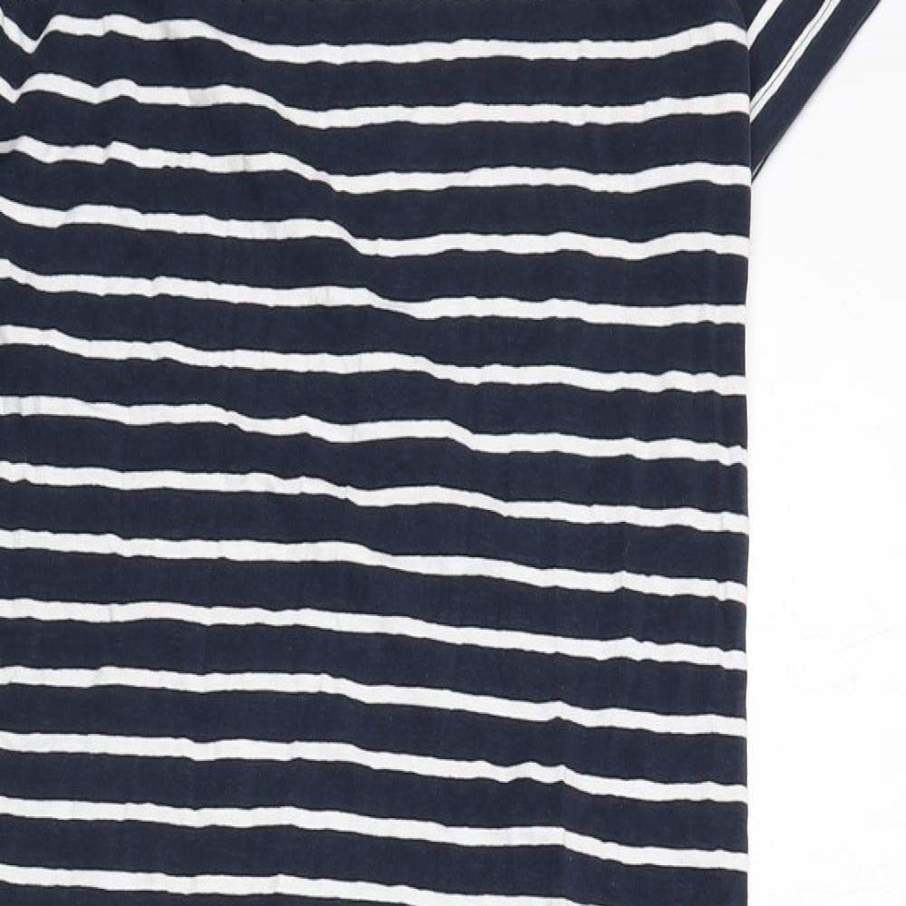 Coastline Womens Blue Striped Cotton T-Shirt Dress Size S Round Neck Pullover