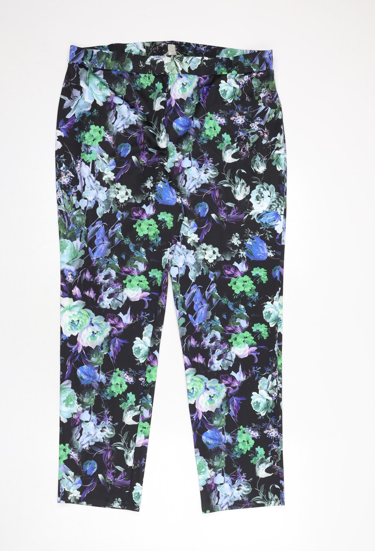 Monsoon Womens Multicoloured Floral Polyester Trousers Size 18 L28 in Regular