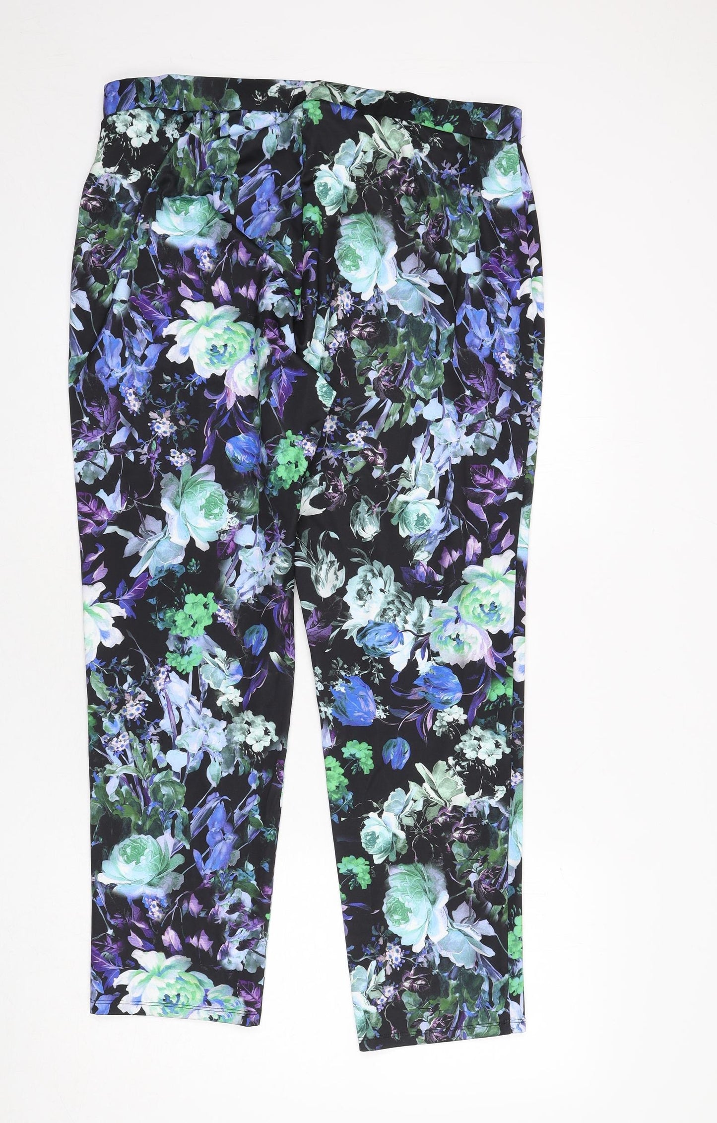 Monsoon Womens Multicoloured Floral Polyester Trousers Size 18 L28 in Regular