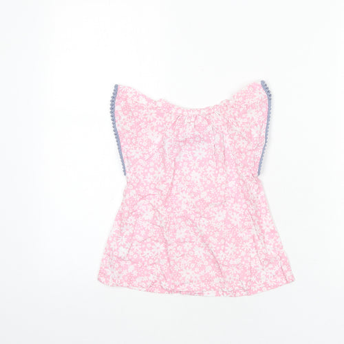 Penelope Mack Girls Pink Floral 100% Cotton Basic Blouse Size 2 Years Round Neck Button