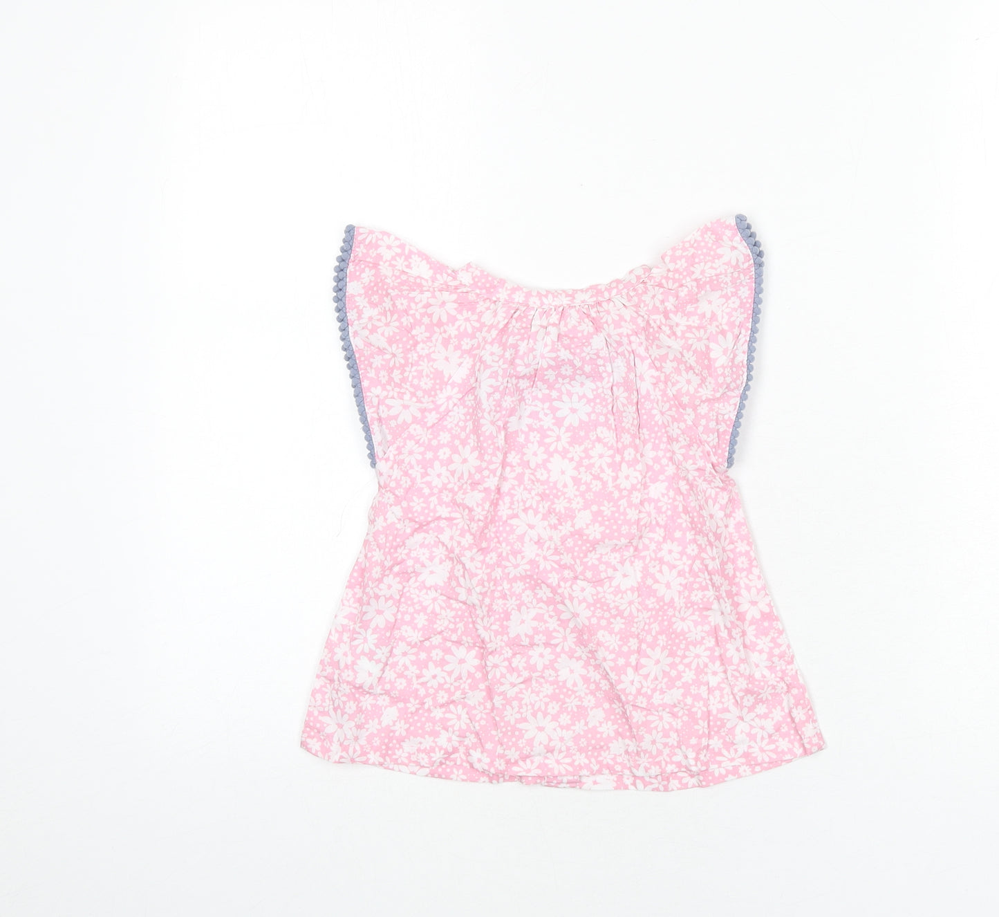 Penelope Mack Girls Pink Floral 100% Cotton Basic Blouse Size 2 Years Round Neck Button