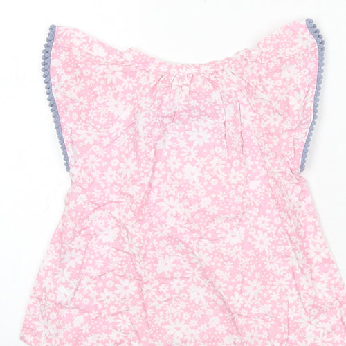 Penelope Mack Girls Pink Floral 100% Cotton Basic Blouse Size 2 Years Round Neck Button