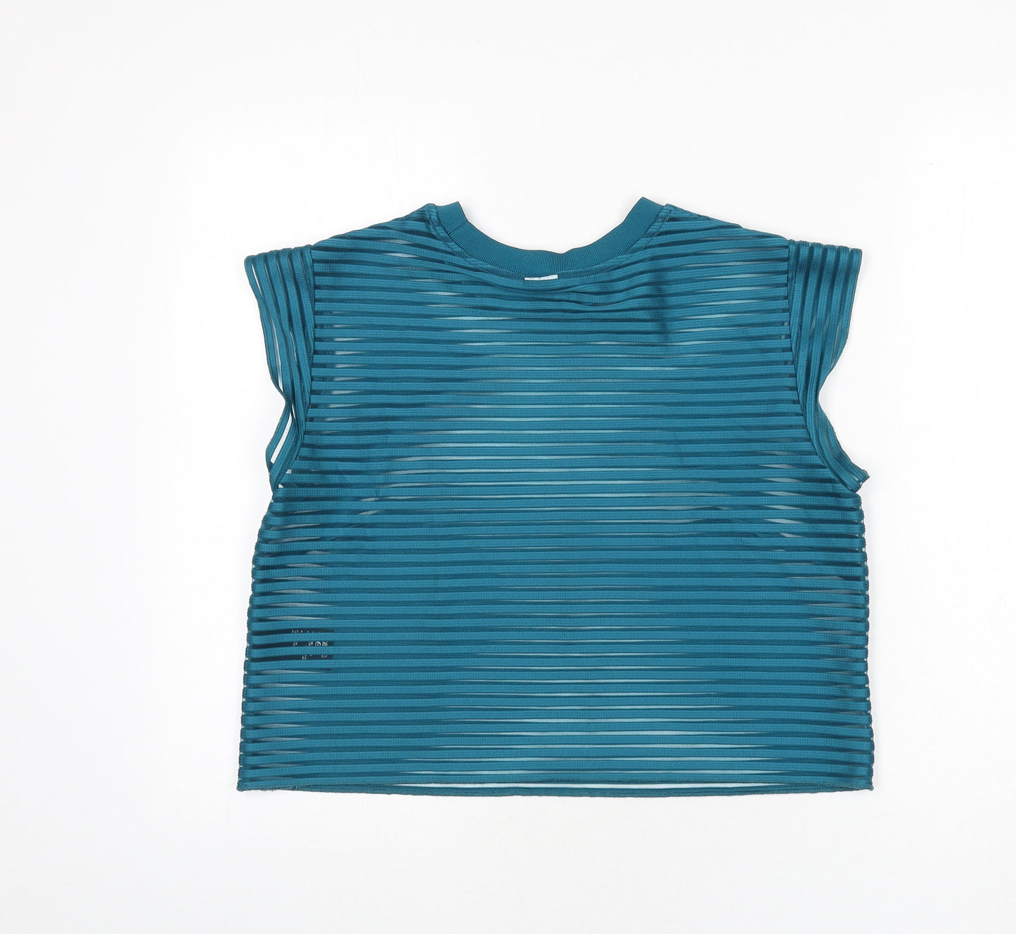 & Other Stories Womens Green Striped Polyester Cropped T-Shirt Size 12 Round Neck