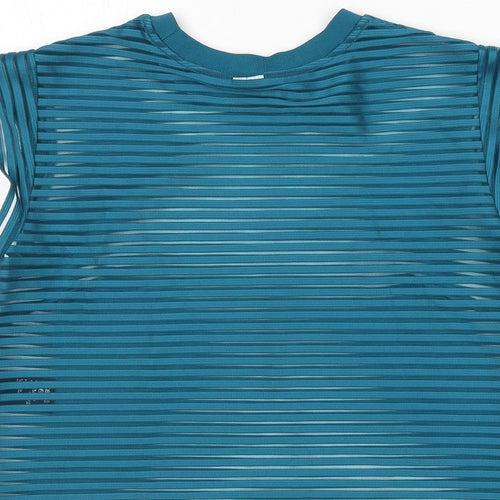 & Other Stories Womens Green Striped Polyester Cropped T-Shirt Size 12 Round Neck