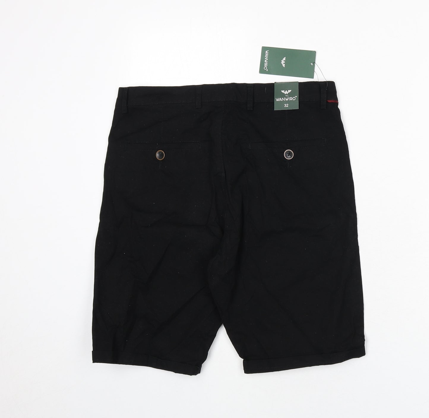WANWIRO Mens Black Polyester Bermuda Shorts Size 32 in L9 in Regular Zip