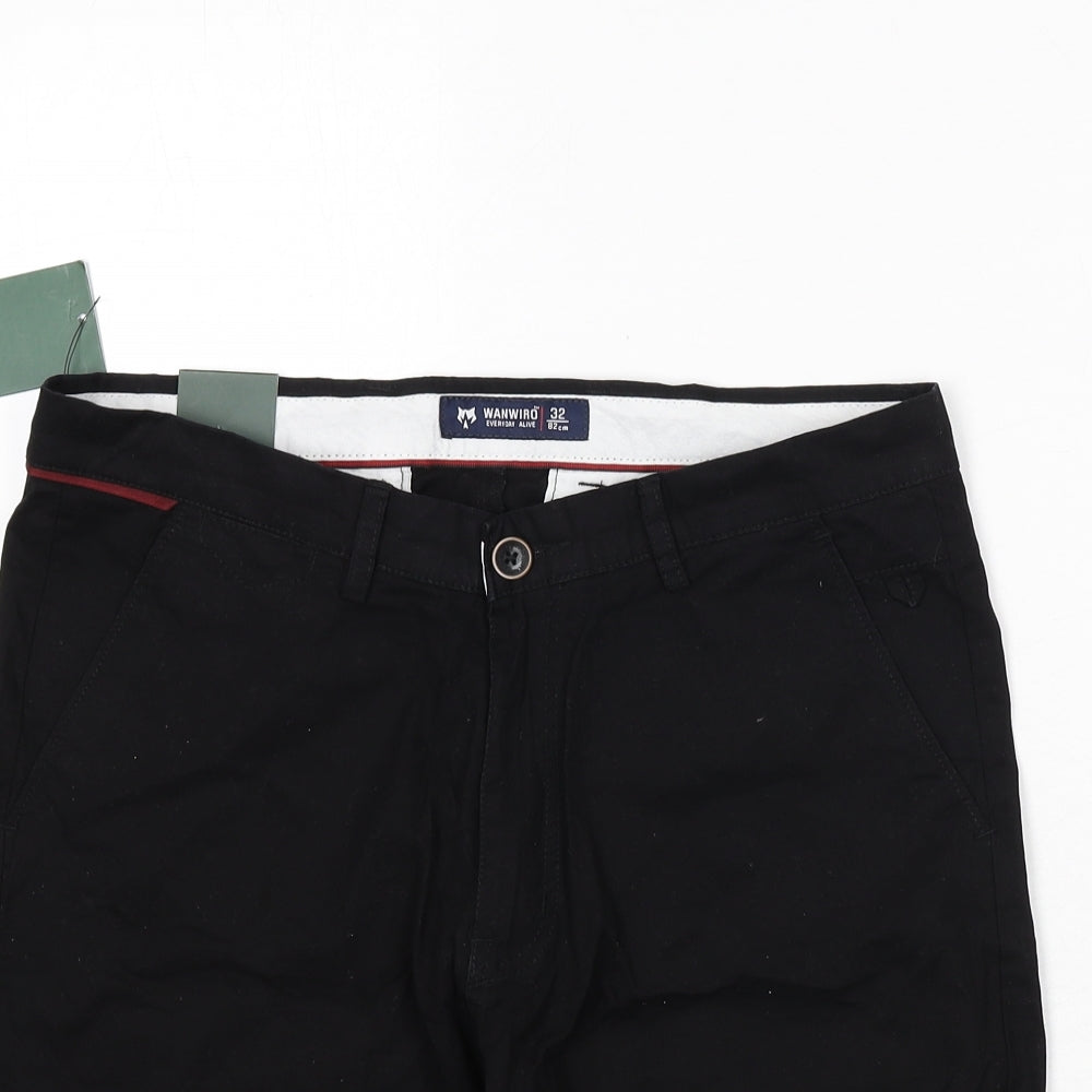 WANWIRO Mens Black Polyester Bermuda Shorts Size 32 in L9 in Regular Zip