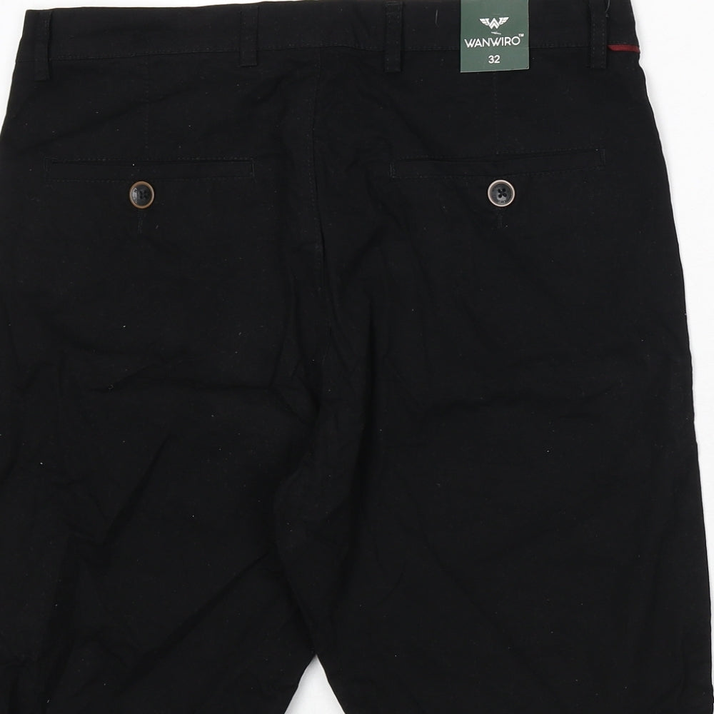 WANWIRO Mens Black Polyester Bermuda Shorts Size 32 in L9 in Regular Zip