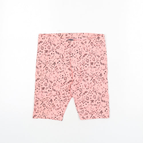 NEXT Girls Pink Geometric Cotton Biker Shorts Size 11 Years L8 in Regular - Purr-fect, Strong, Dance, Love