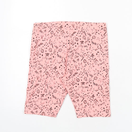 NEXT Girls Pink Geometric Cotton Biker Shorts Size 11 Years L8 in Regular - Purr-fect, Strong, Dance, Love