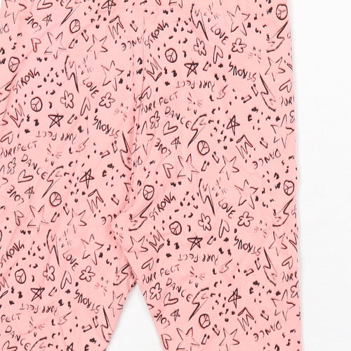 NEXT Girls Pink Geometric Cotton Biker Shorts Size 11 Years L8 in Regular - Purr-fect, Strong, Dance, Love