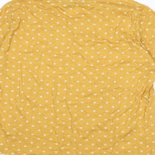 EWM Womens Yellow Geometric Cotton Basic T-Shirt Size 22 Round Neck - Size 22-24