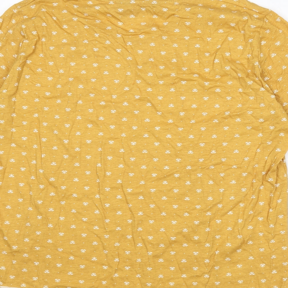 EWM Womens Yellow Geometric Cotton Basic T-Shirt Size 22 Round Neck - Size 22-24