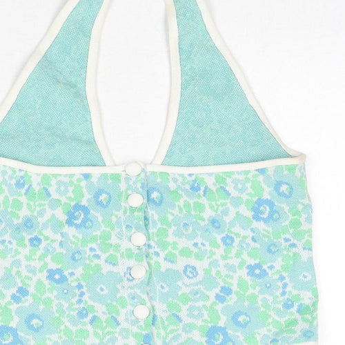 Zara Womens Multicoloured Floral Cotton Cropped T-Shirt Size S Halter