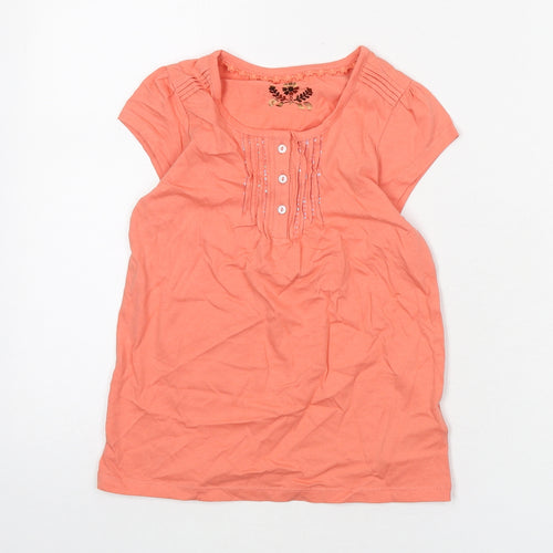 Indigo Girls Pink 100% Cotton Basic T-Shirt Size 7-8 Years Round Neck Button