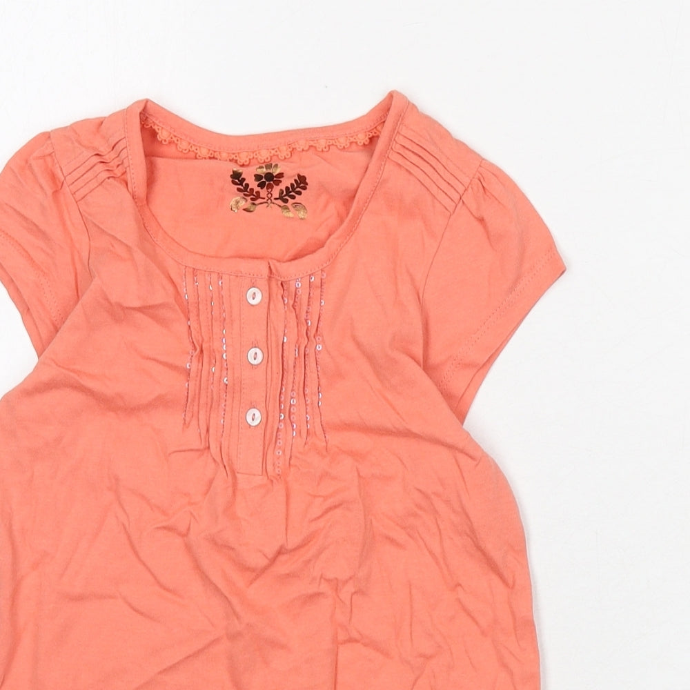 Indigo Girls Pink 100% Cotton Basic T-Shirt Size 7-8 Years Round Neck Button