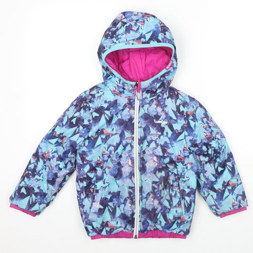 DECATHLON Girls Multicoloured Geometric Puffer Jacket Jacket Size 5 Years Zip - Reversible