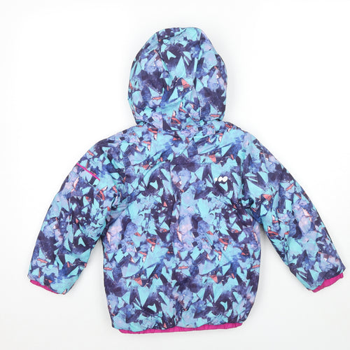 DECATHLON Girls Multicoloured Geometric Puffer Jacket Jacket Size 5 Years Zip - Reversible