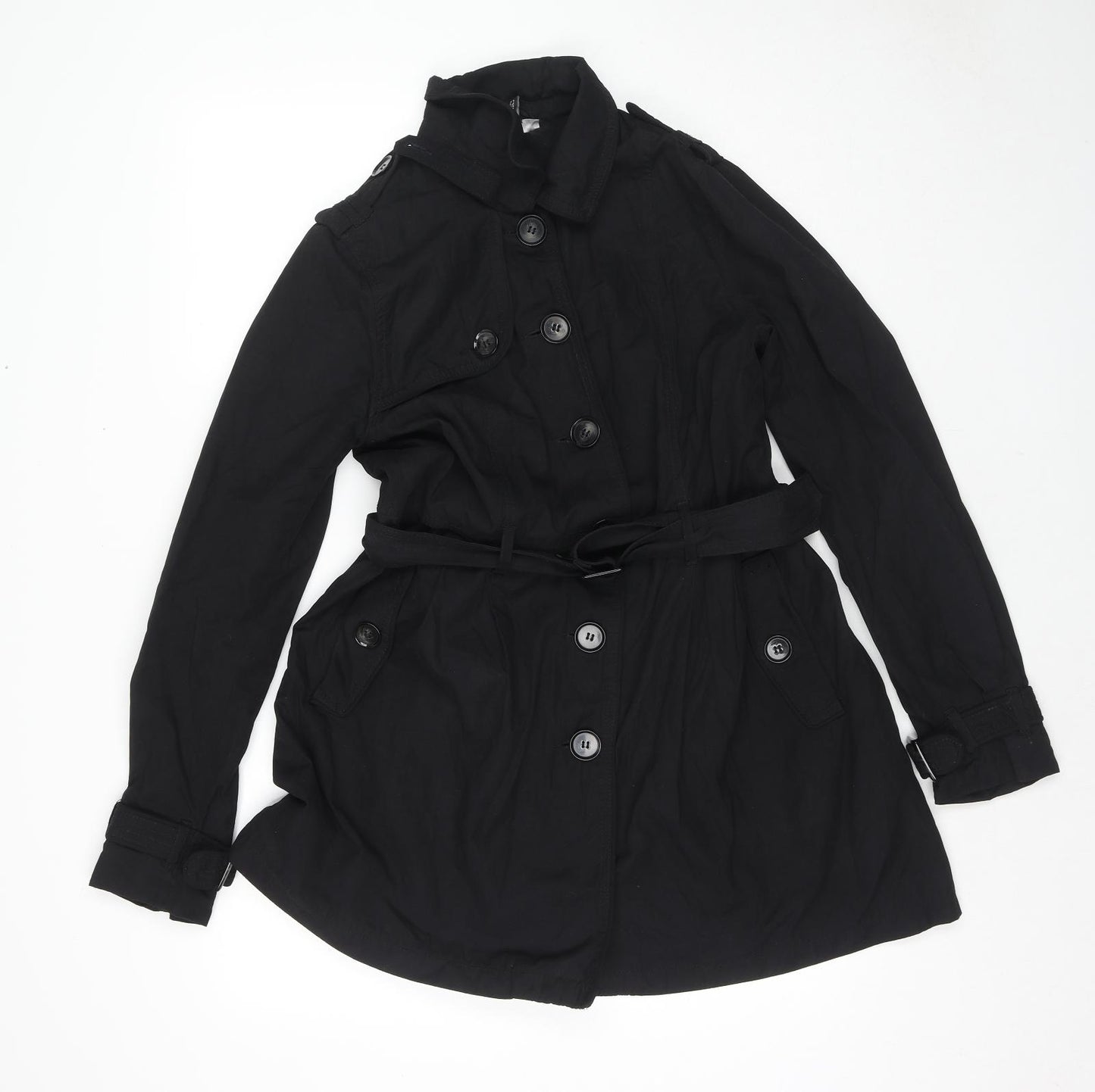 Divided by H&M Womens Black Trench Coat Coat Size 14 Zip