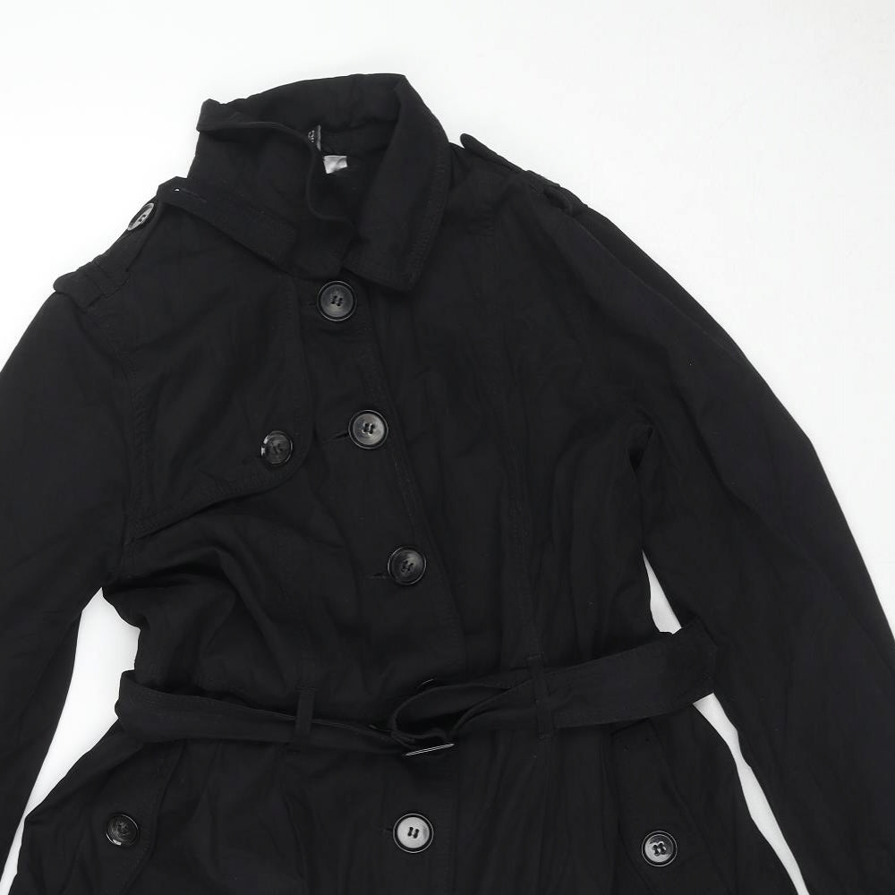 Divided by H&M Womens Black Trench Coat Coat Size 14 Zip