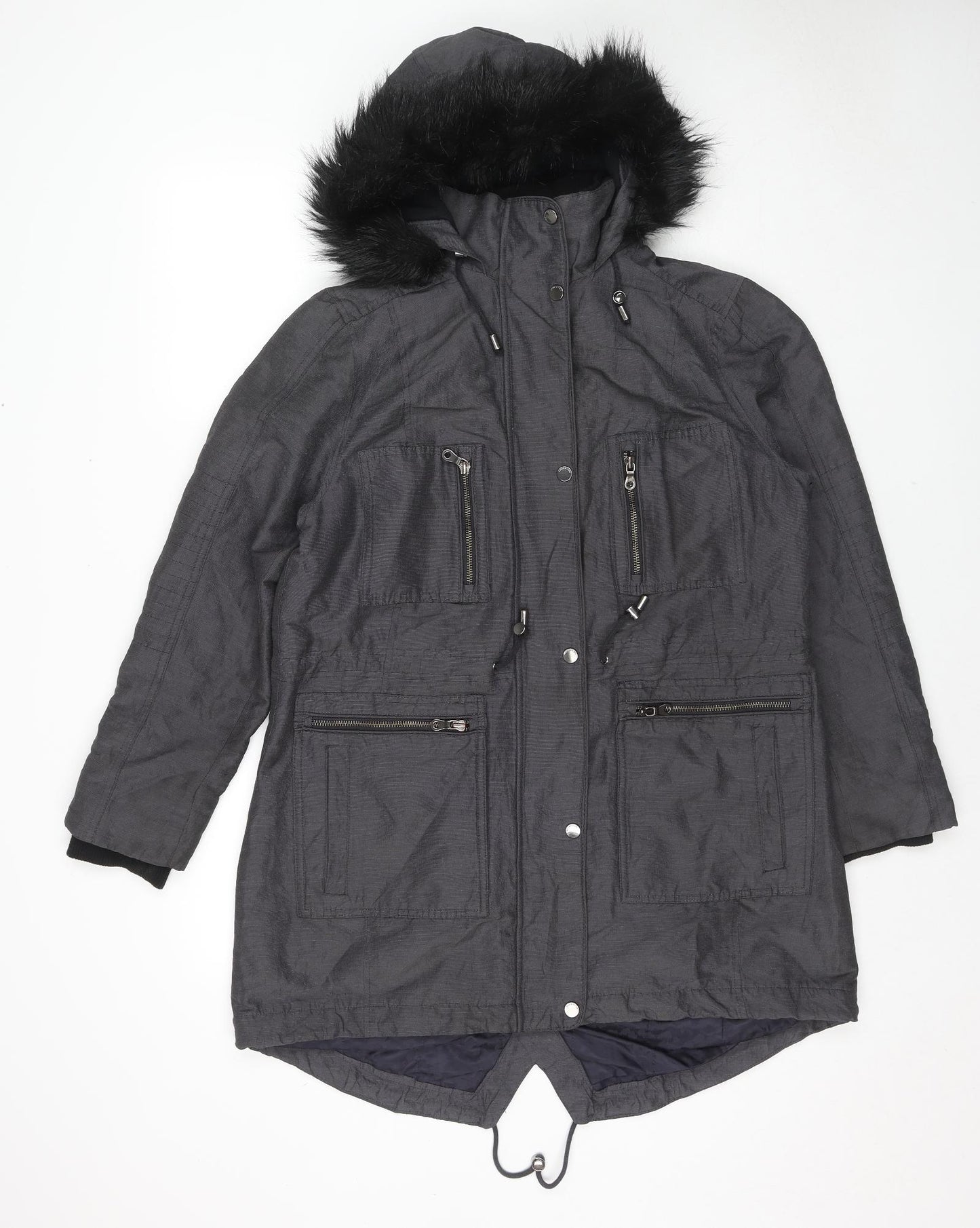Marks and Spencer Womens Black Trench Coat Coat Size 14 Zip