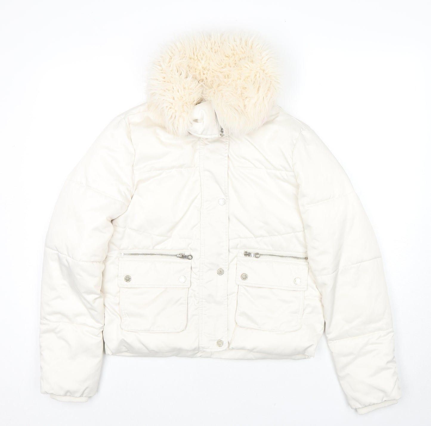 Marks and Spencer Womens White Puffer Jacket Jacket Size 8 Zip