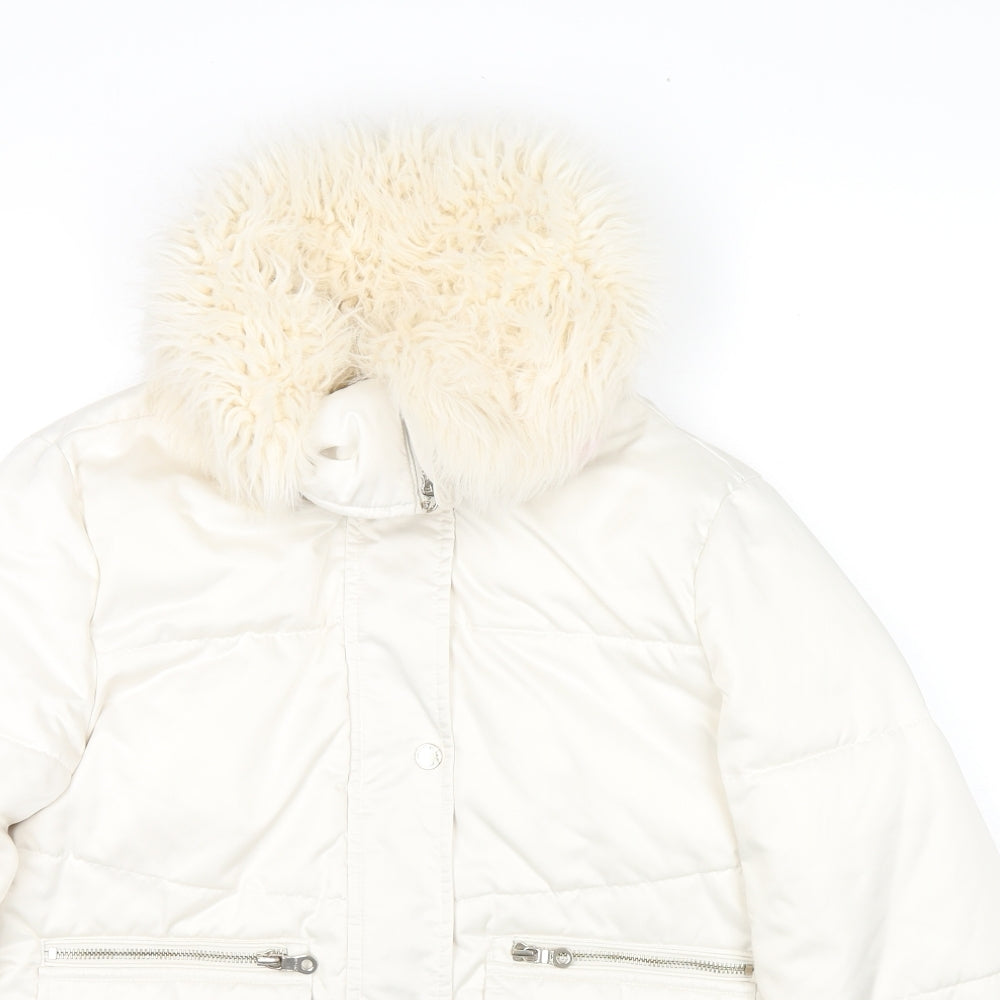 Marks and Spencer Womens White Puffer Jacket Jacket Size 8 Zip