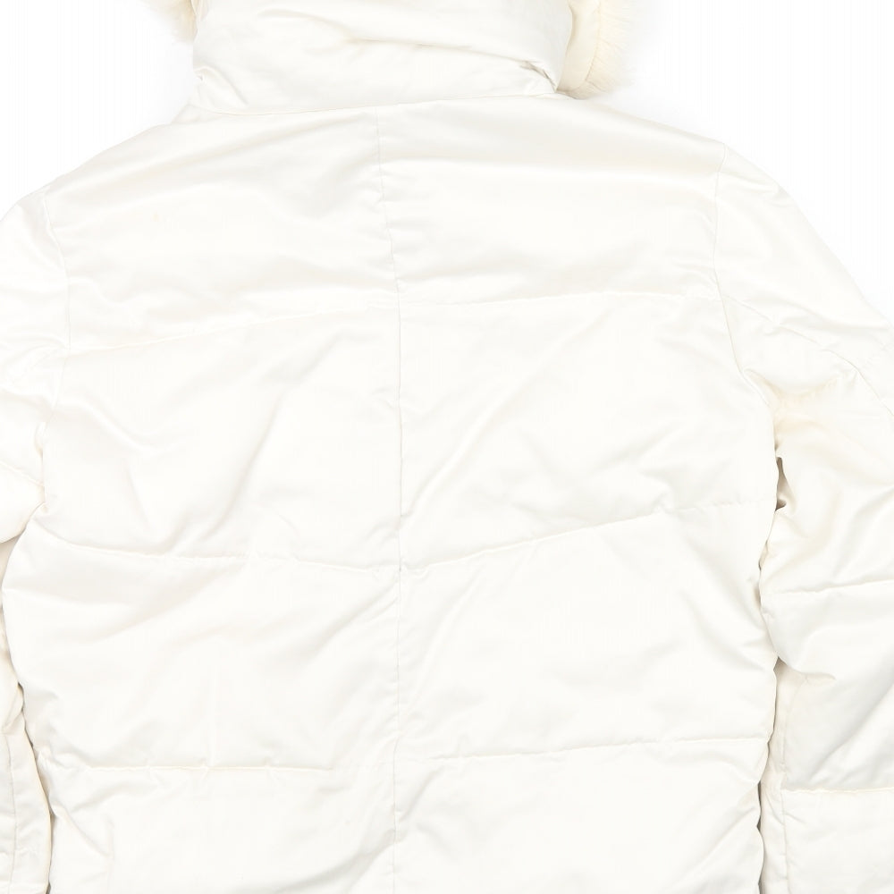Marks and Spencer Womens White Puffer Jacket Jacket Size 8 Zip