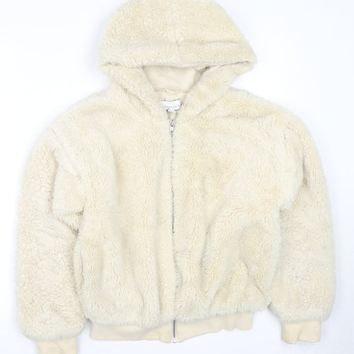 Topshop Womens Beige Jacket Size XS Zip - Size XS/S