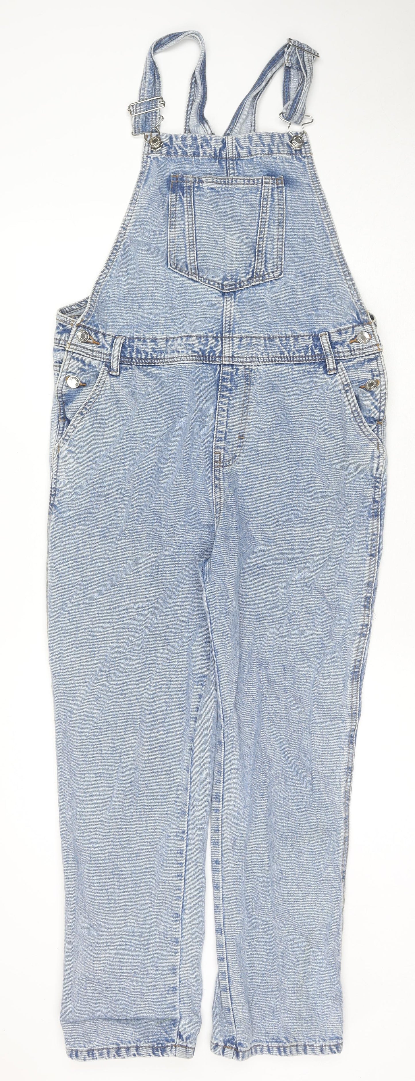 Denim & Co. Womens Blue Cotton Dungaree One-Piece Size 10 L28 in Button