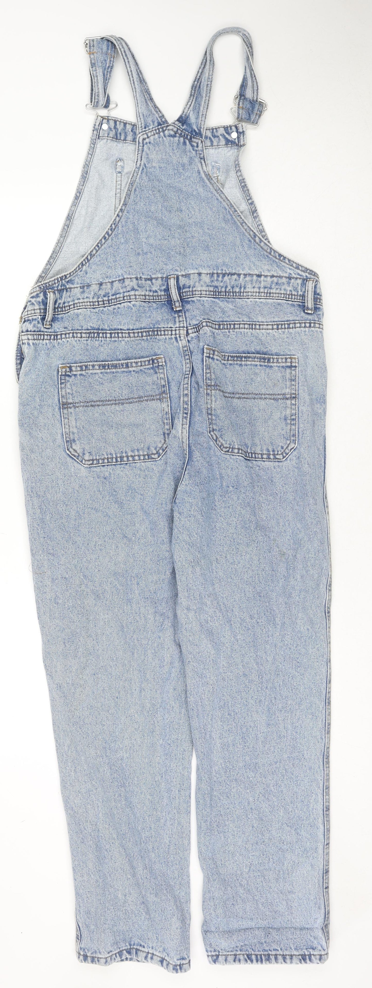 Denim & Co. Womens Blue Cotton Dungaree One-Piece Size 10 L28 in Button