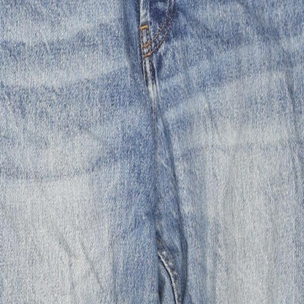 Pull&Bear Womens Blue Cotton Straight Jeans Size 14 L25 in Regular Zip
