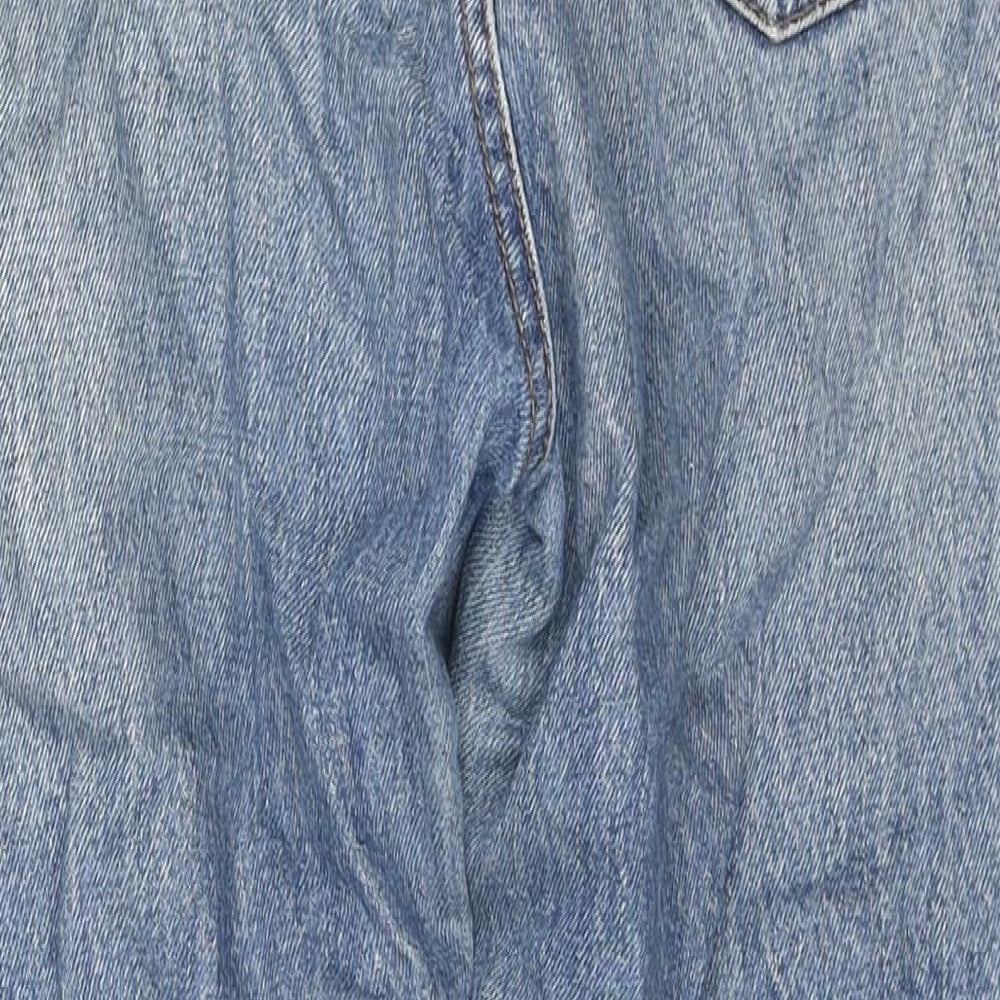 Pull&Bear Womens Blue Cotton Straight Jeans Size 14 L25 in Regular Zip