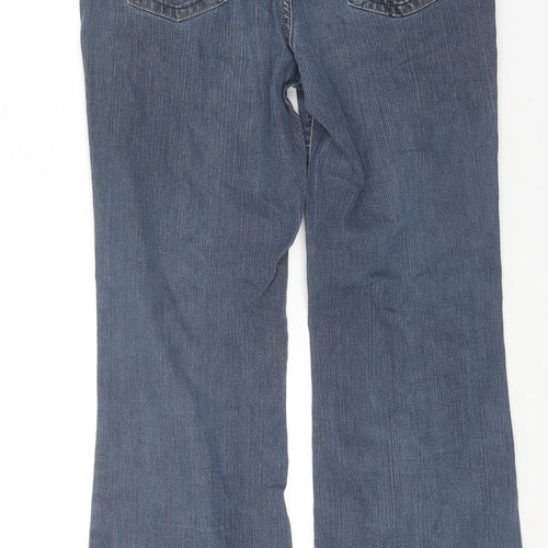 Per Una Womens Blue Cotton Wide-Leg Jeans Size 10 L28 in Regular Zip
