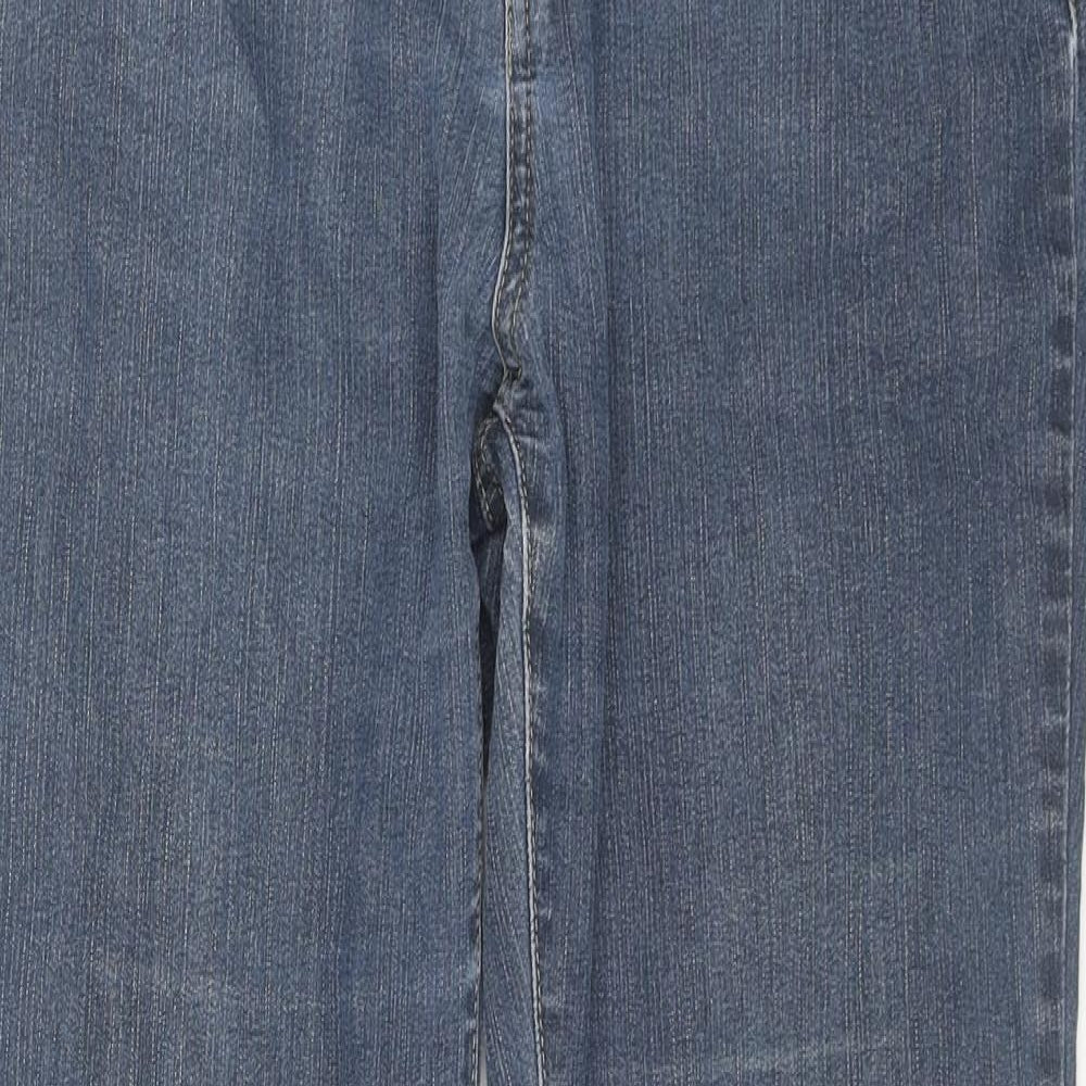 Per Una Womens Blue Cotton Wide-Leg Jeans Size 10 L28 in Regular Zip
