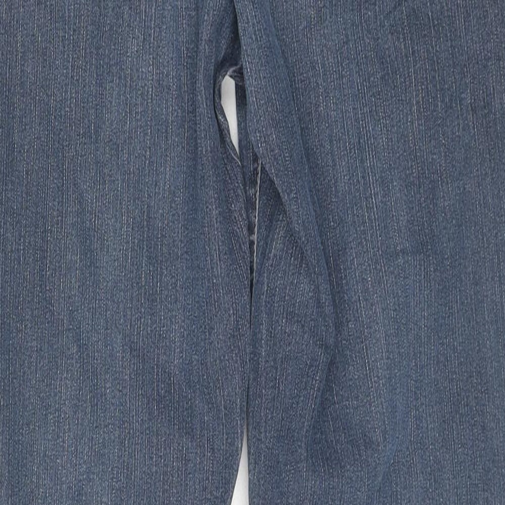 Per Una Womens Blue Cotton Wide-Leg Jeans Size 10 L28 in Regular Zip