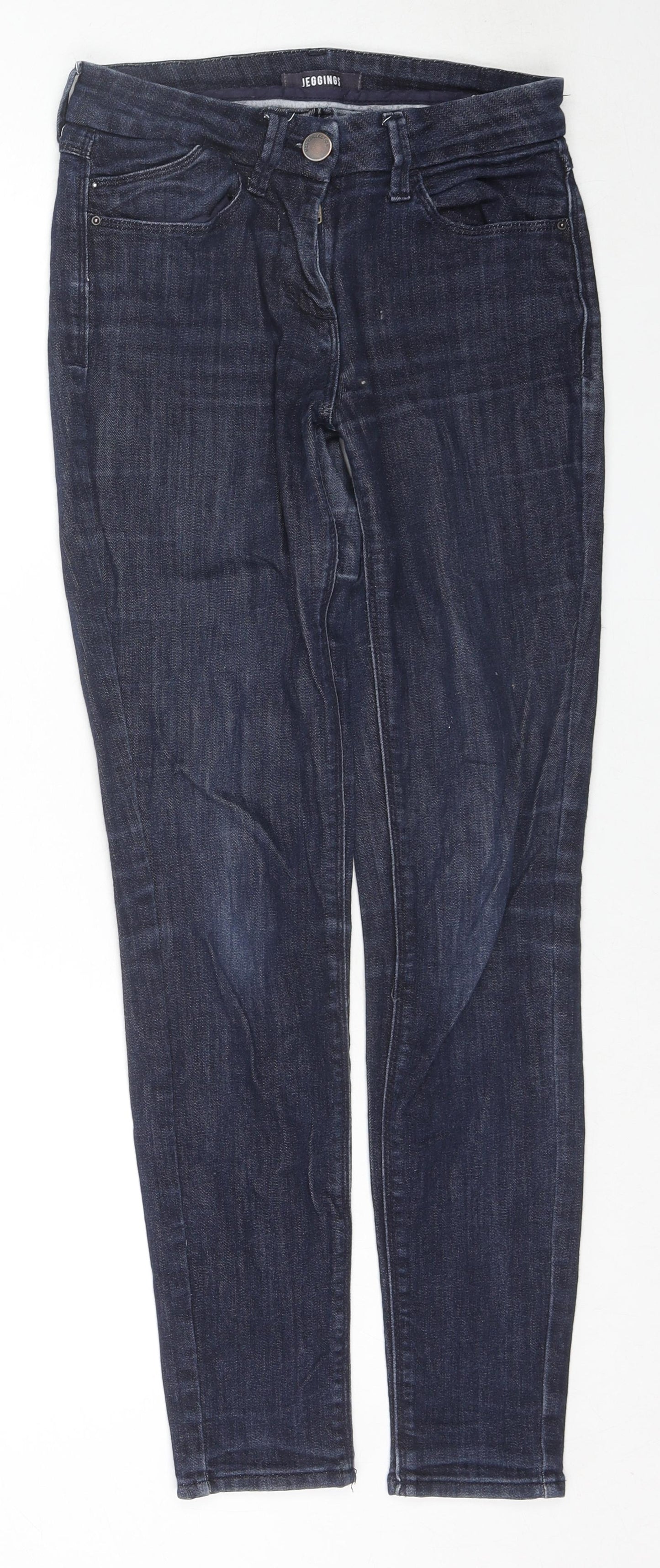 Marks and Spencer Womens Blue Cotton Jegging Jeans Size 8 L38 in Regular Zip