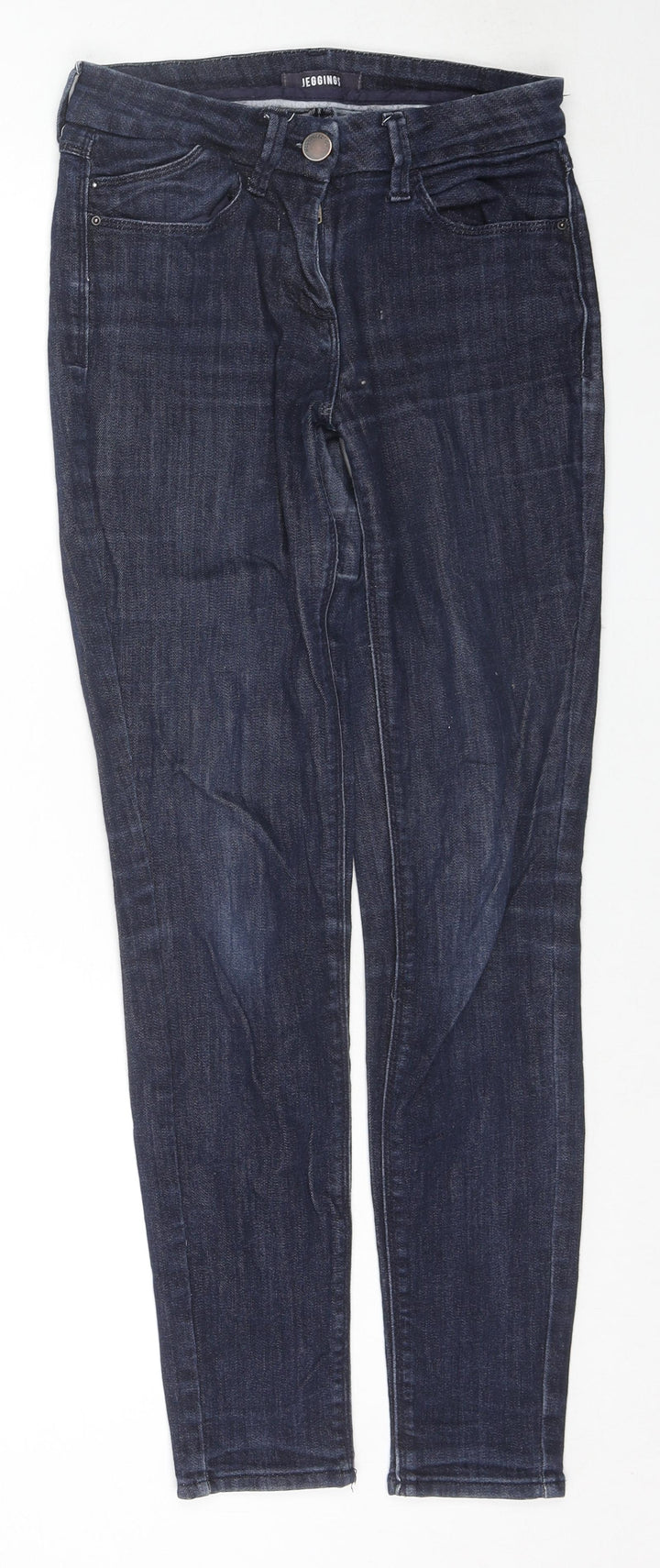 Marks and Spencer Womens Blue Cotton Jegging Jeans Size 8 L38 in Regular Zip