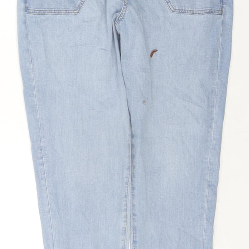 Marks and Spencer Womens Blue Cotton Tapered Jeans Size 14 L27 in Regular Zip
