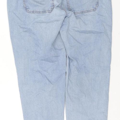 Marks and Spencer Womens Blue Cotton Tapered Jeans Size 14 L27 in Regular Zip
