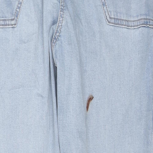 Marks and Spencer Womens Blue Cotton Tapered Jeans Size 14 L27 in Regular Zip