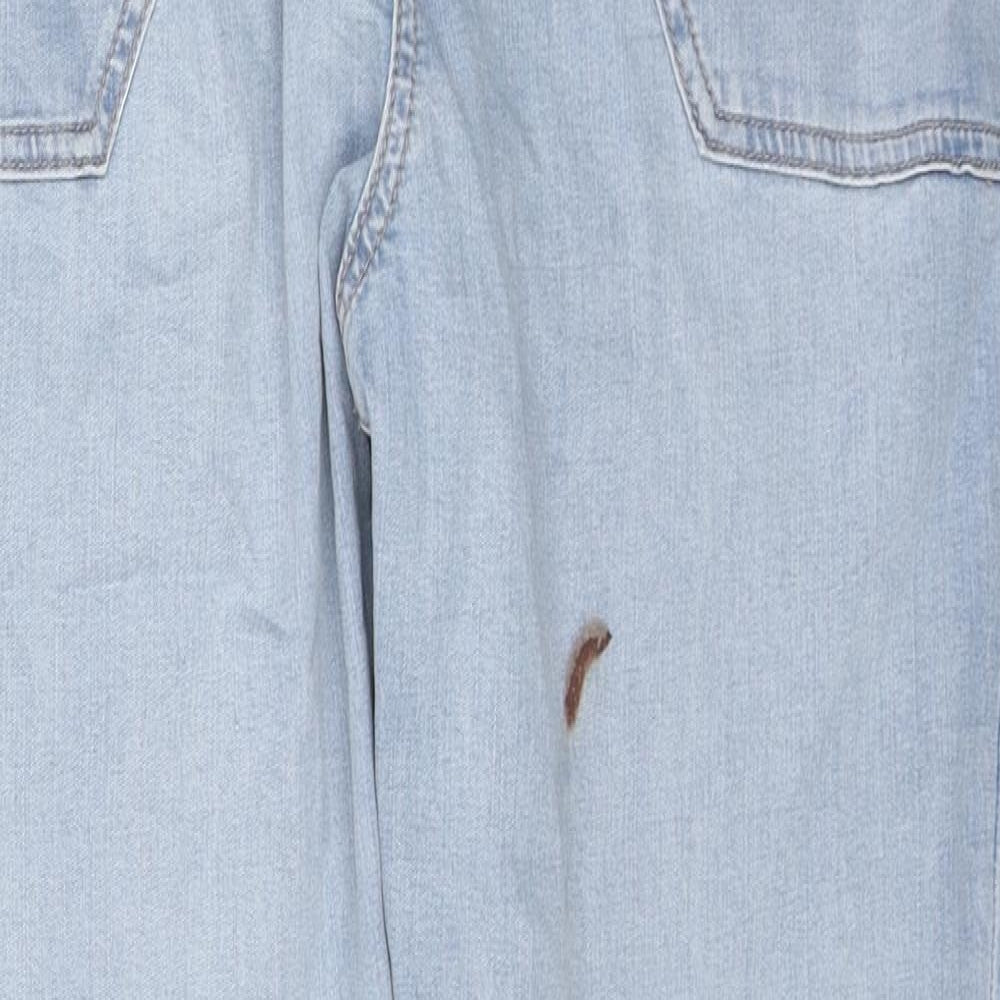 Marks and Spencer Womens Blue Cotton Tapered Jeans Size 14 L27 in Regular Zip
