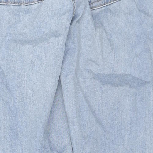 Marks and Spencer Womens Blue Cotton Tapered Jeans Size 14 L27 in Regular Zip