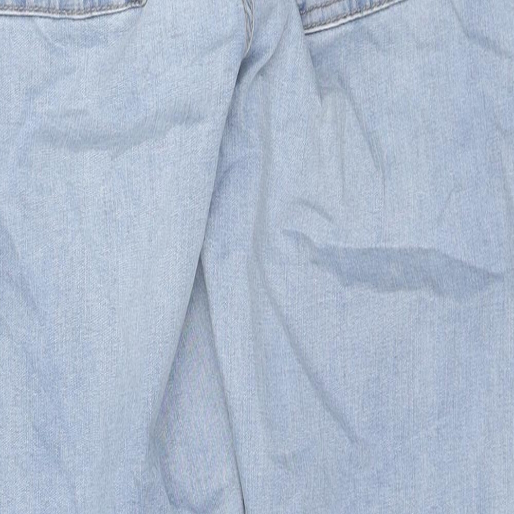 Marks and Spencer Womens Blue Cotton Tapered Jeans Size 14 L27 in Regular Zip